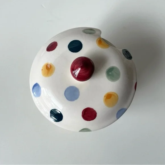 Emma Bridgewater multicolor polka dot pottery sugar bowl England - Picture 4 of 9